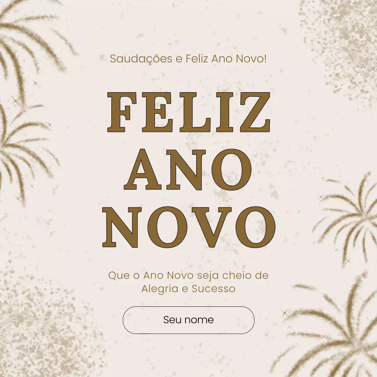 Cartão de Boas Festas de Ano Novo Bege Elegante Postagem no Instagram
