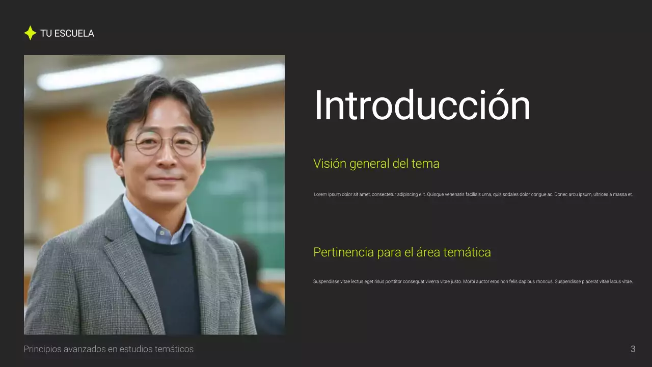 Presentación académica moderna gris