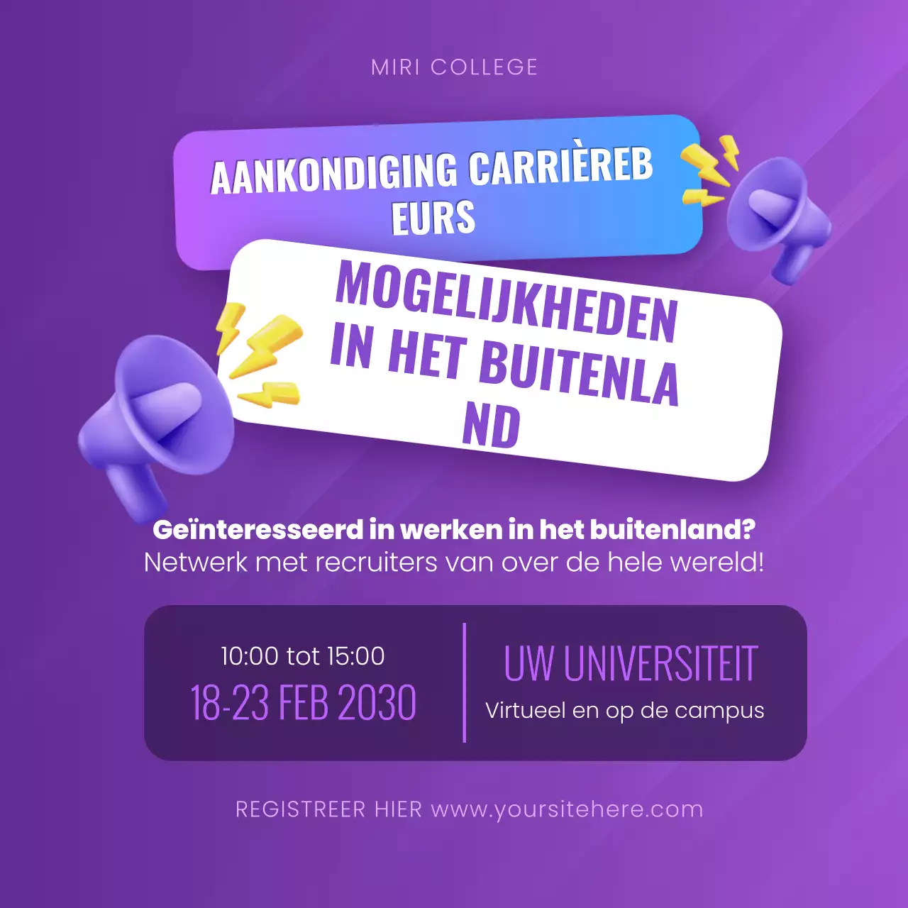 paars moderne carrière aankondiging