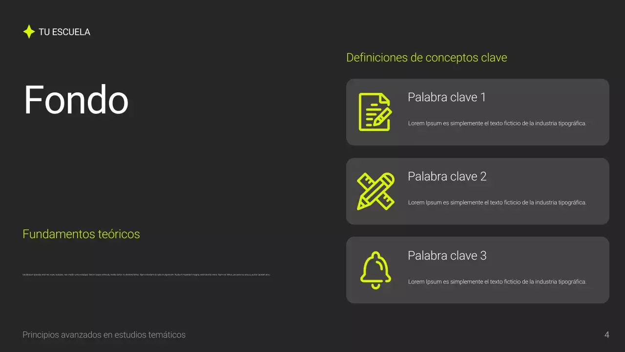 Presentación académica moderna gris