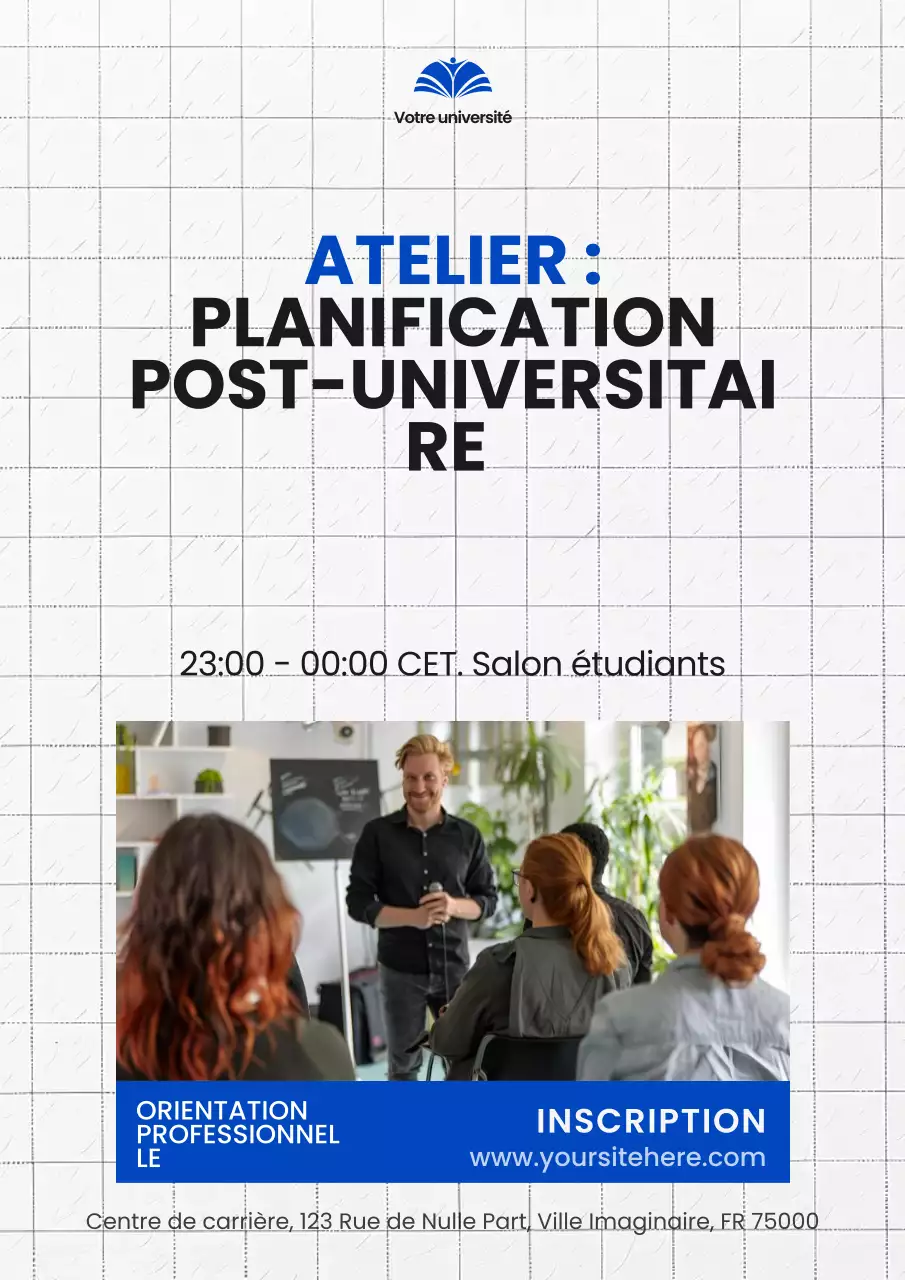 Invitation à l'atelier de carrière moderne bleu