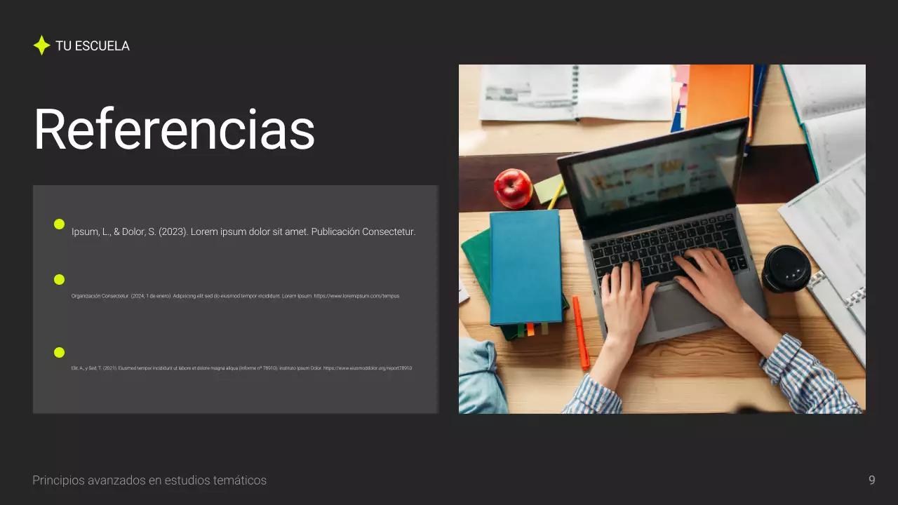 Presentación académica moderna gris