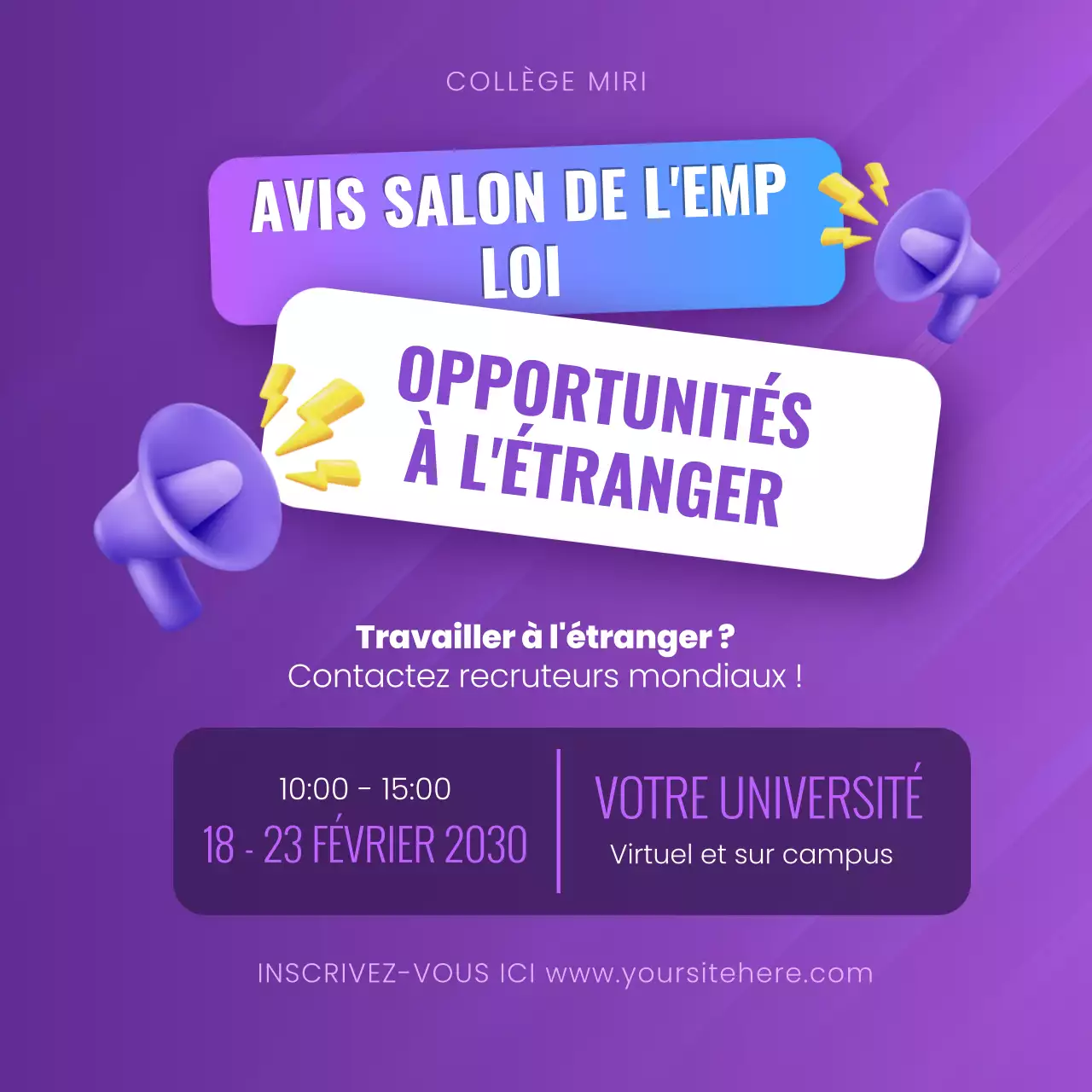 annonce de carrière moderne en violet