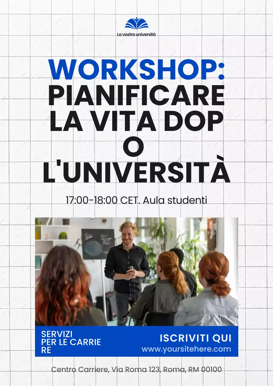 Invito al workshop sulla carriera moderna in blu