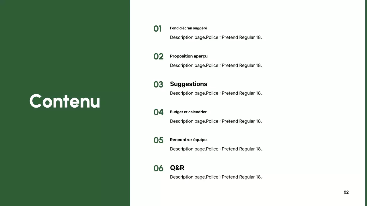 Résumé Description moderne de la proposition