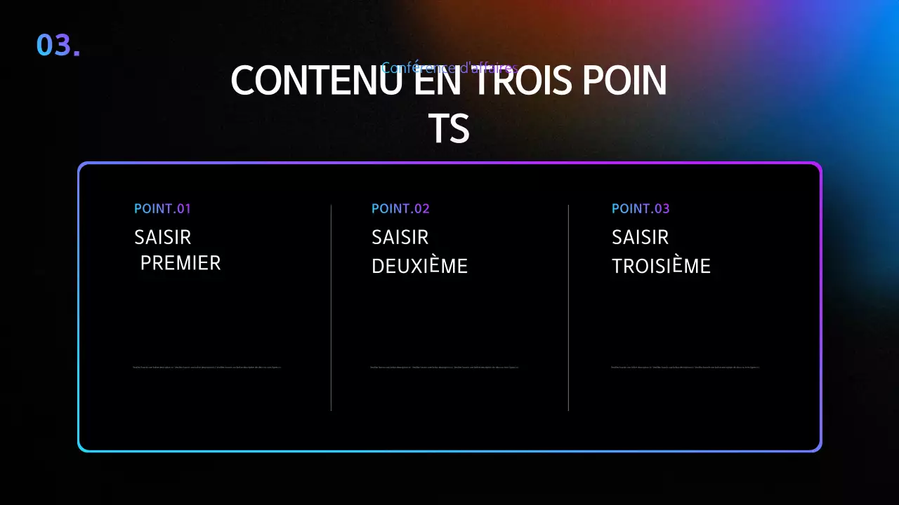 Une simple présentation de conférence en noir