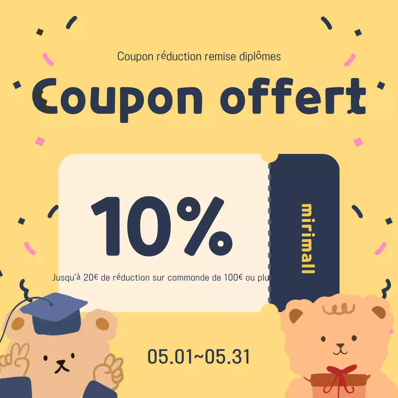 Une jolie annonce de vente de diplômes jaune et bleu marine