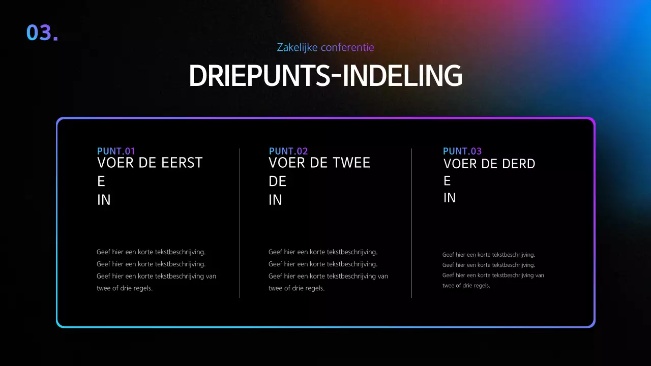 Een eenvoudige conferentiepresentatie in zwart