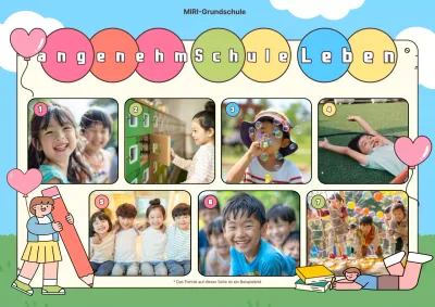 Hellblaue niedliche Fototafel für das Schulleben