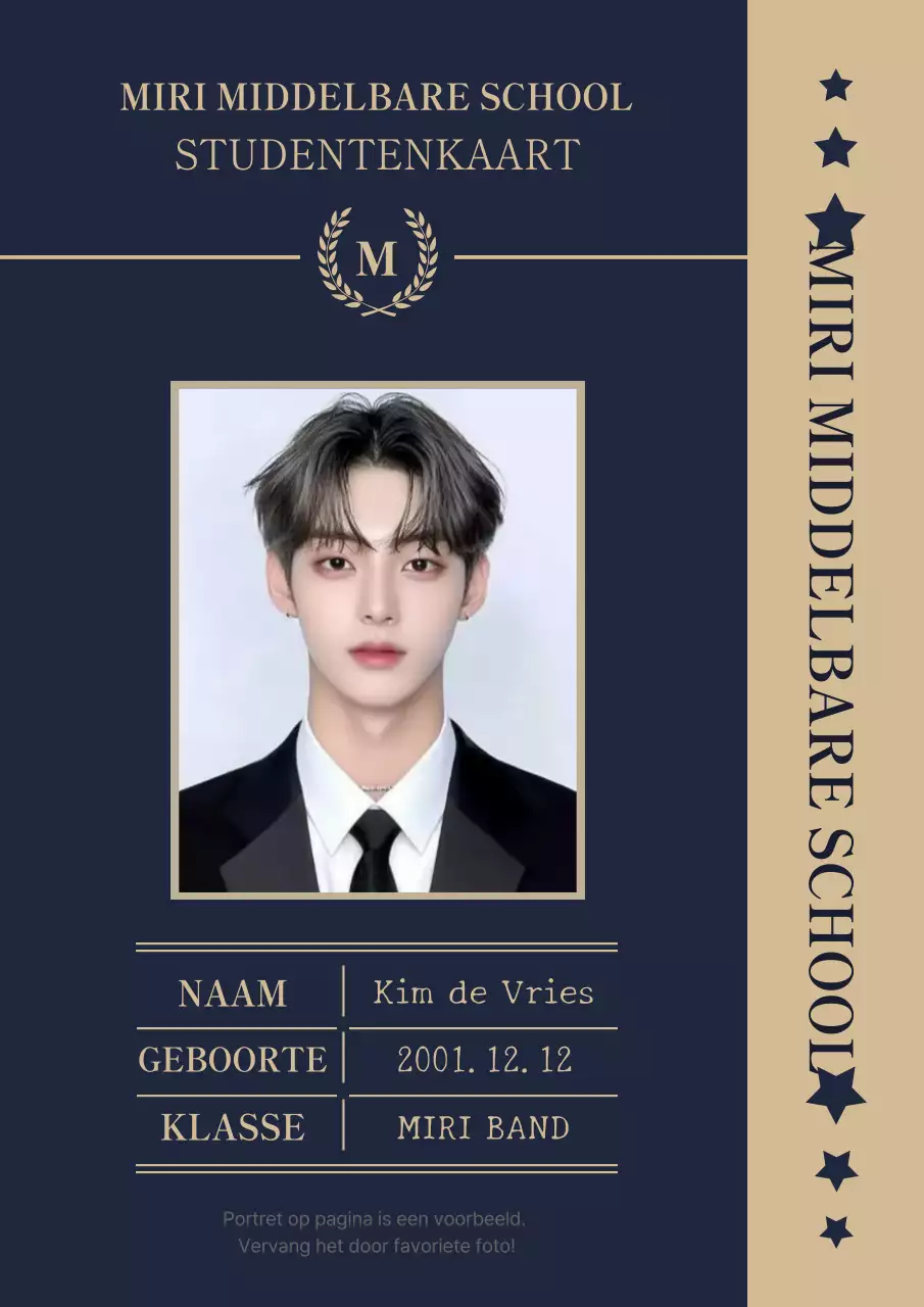 Zwart eenvoudig studenten ID visitekaartje