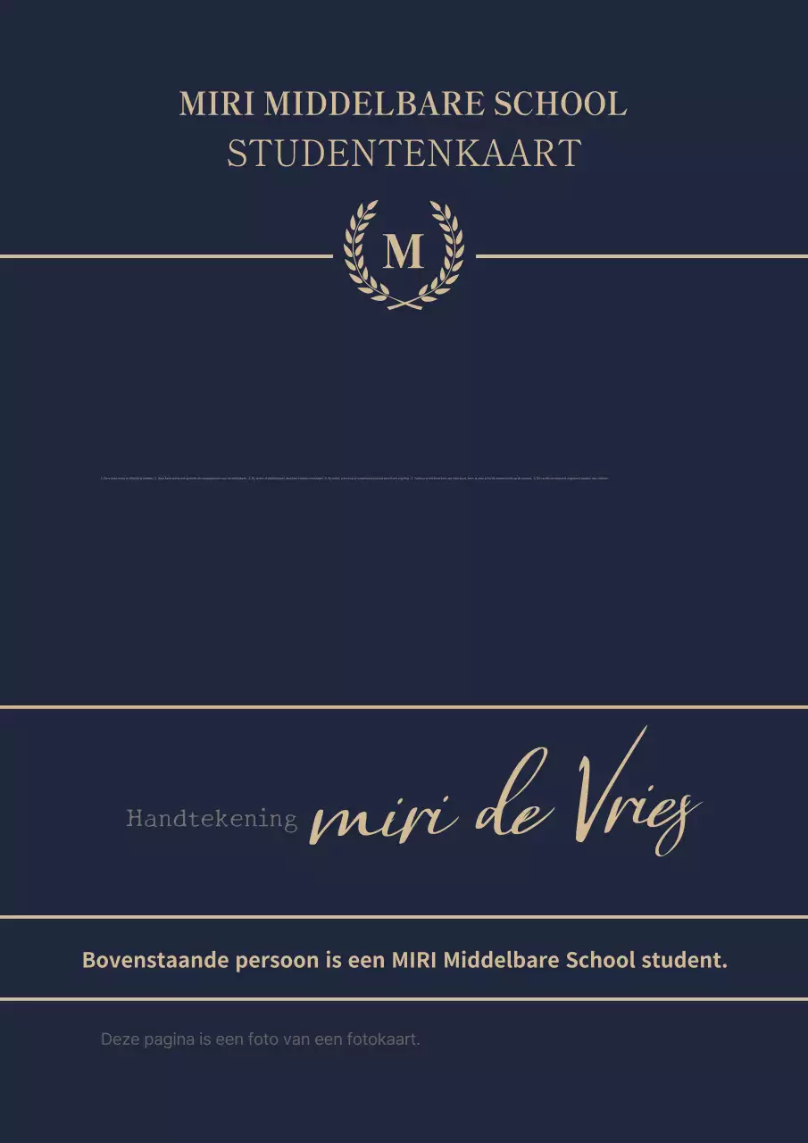 Zwart eenvoudig studenten ID visitekaartje