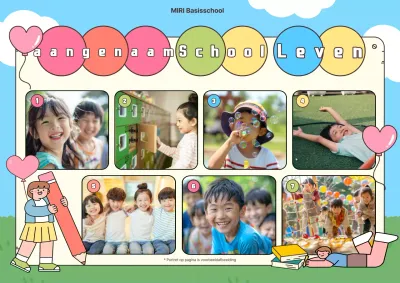 Lichtblauw schattig schoolleven fotobord