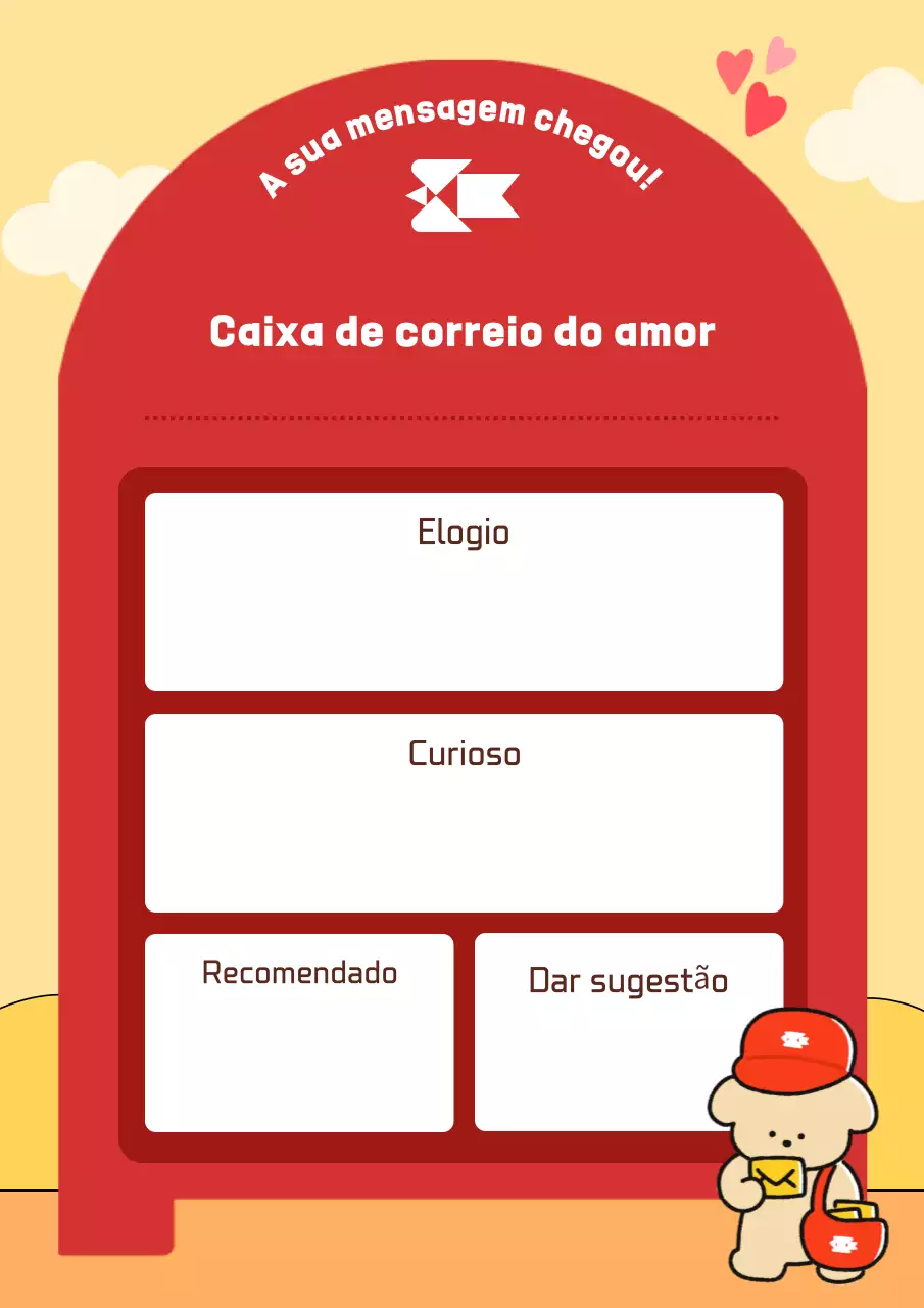 Caixa de sugestões vermelha e gira para o correio