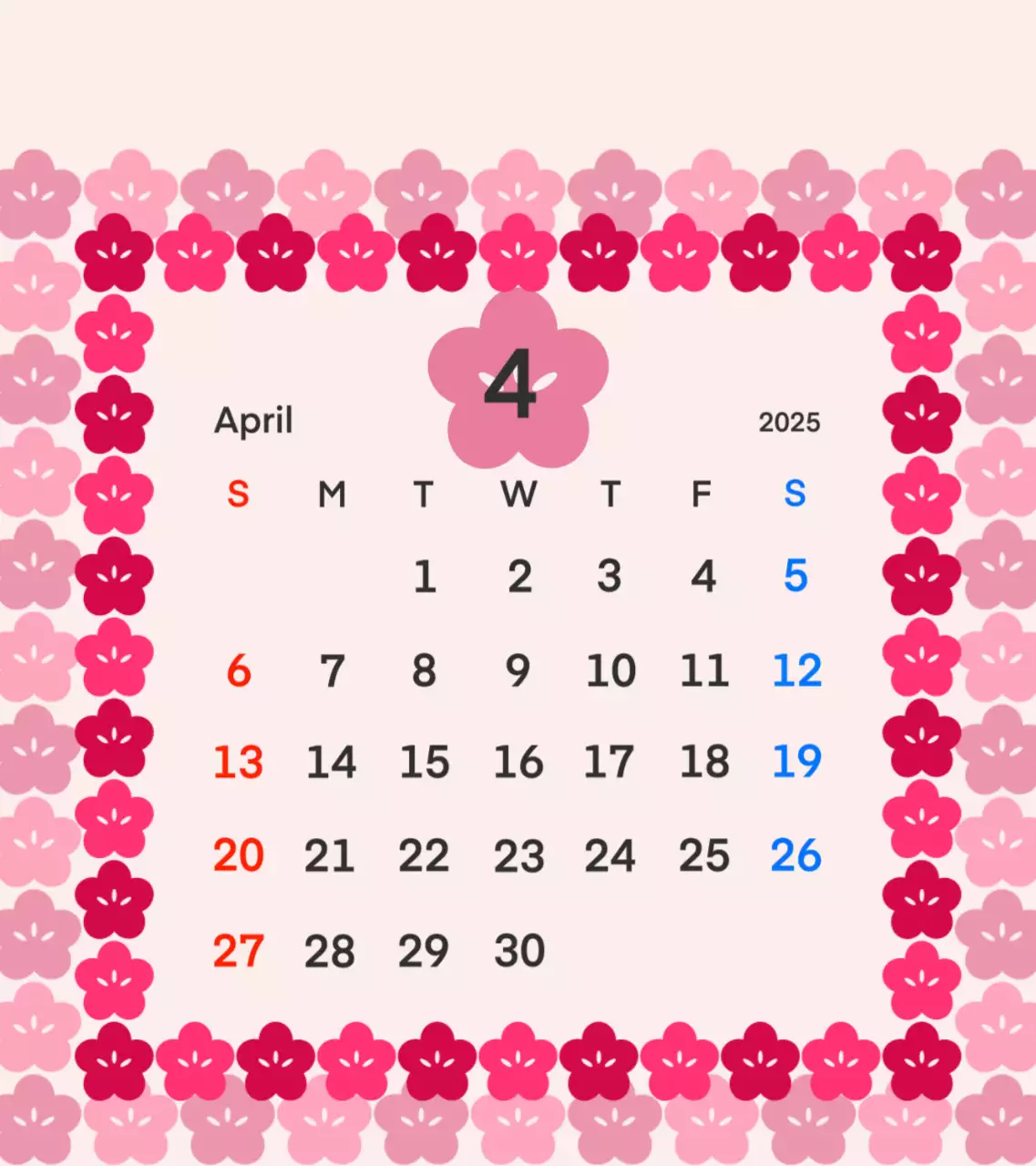 핑크 아기자기한 달력 안내