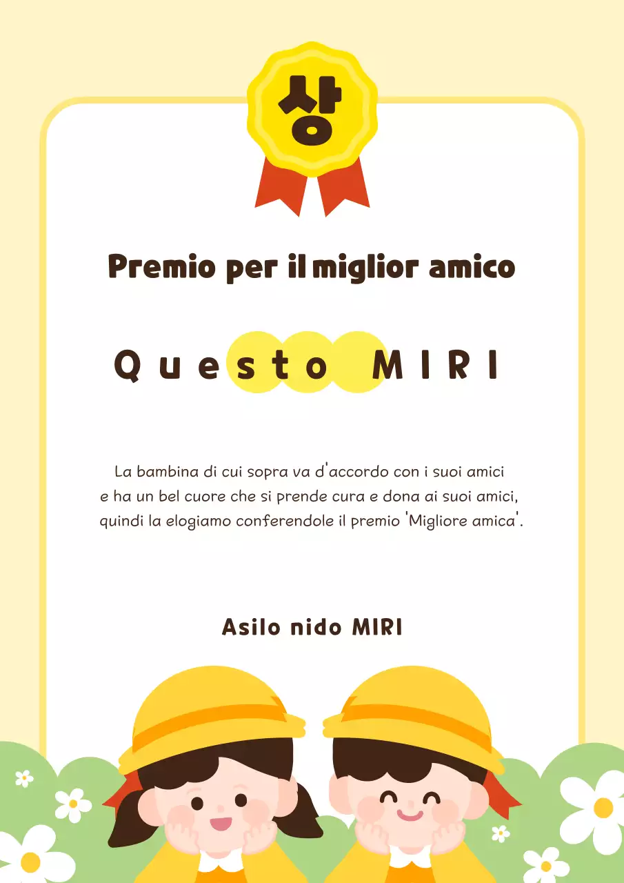 Una simpatica lista di migliori amici prescolari gialli e chartreuse