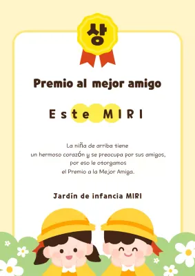 Una bonita lista de mejores amigos de preescolar en amarillo y chartreuse