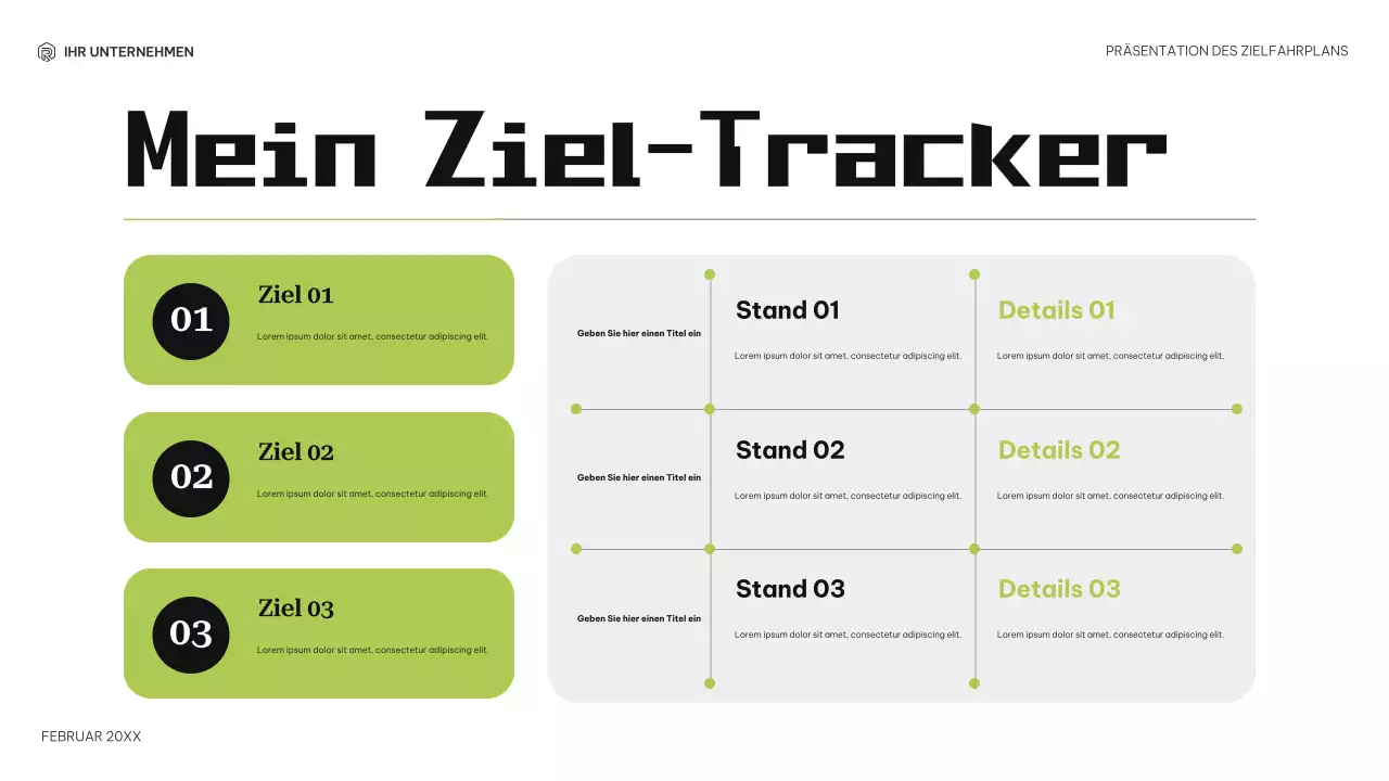 schwarz grün moderne Ziele Planer