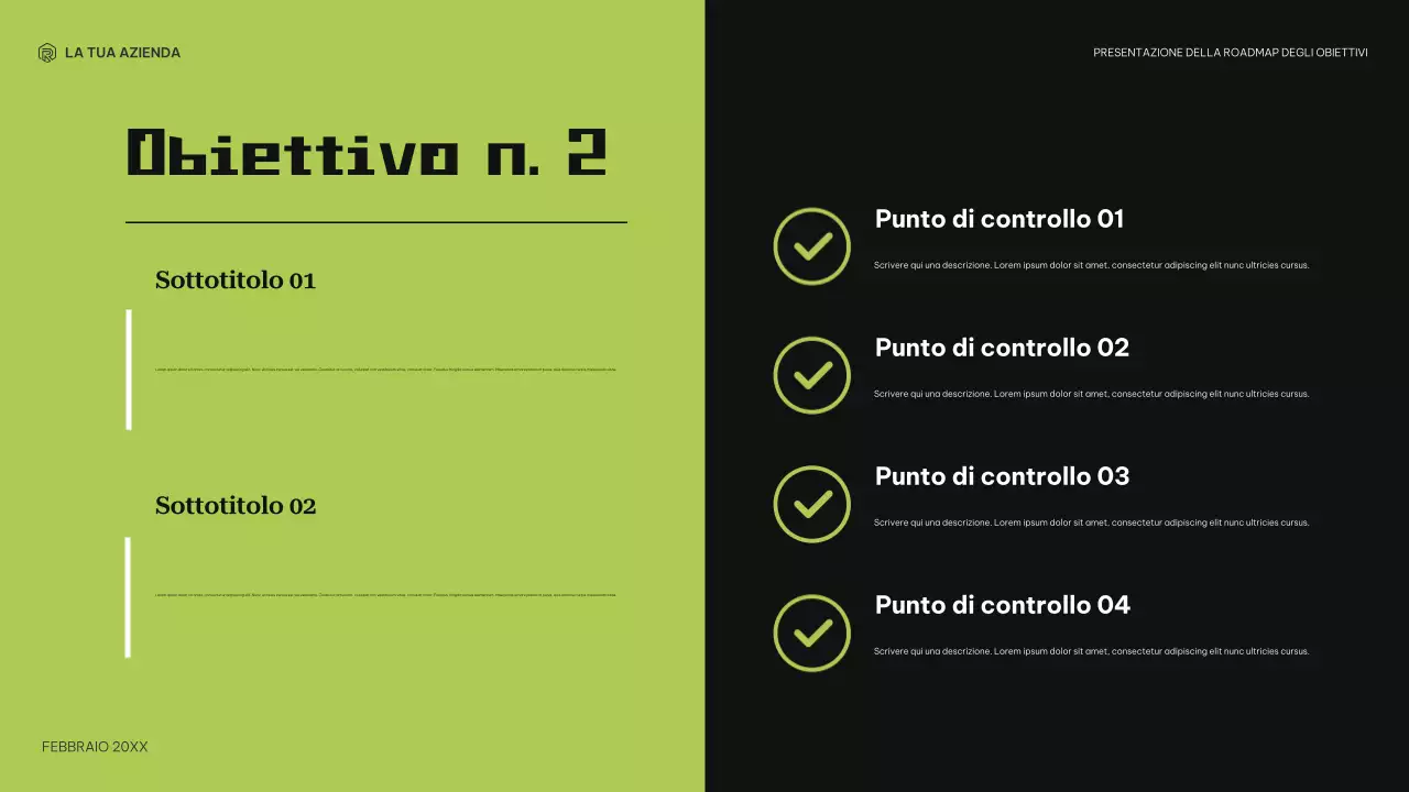 planner moderno nero verde per gli obiettivi