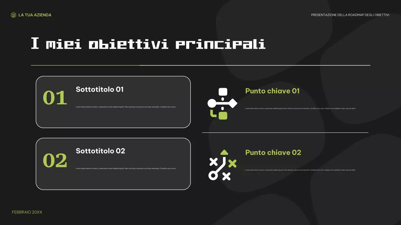 planner moderno nero verde per gli obiettivi