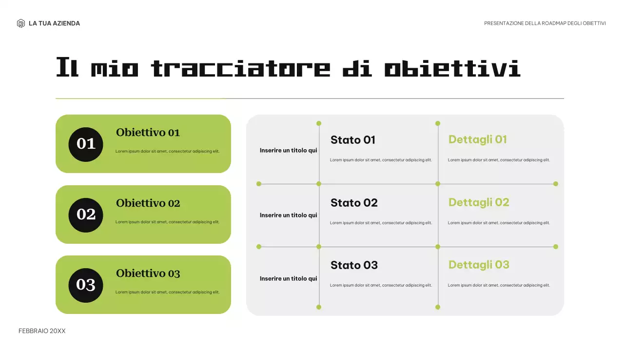 planner moderno nero verde per gli obiettivi