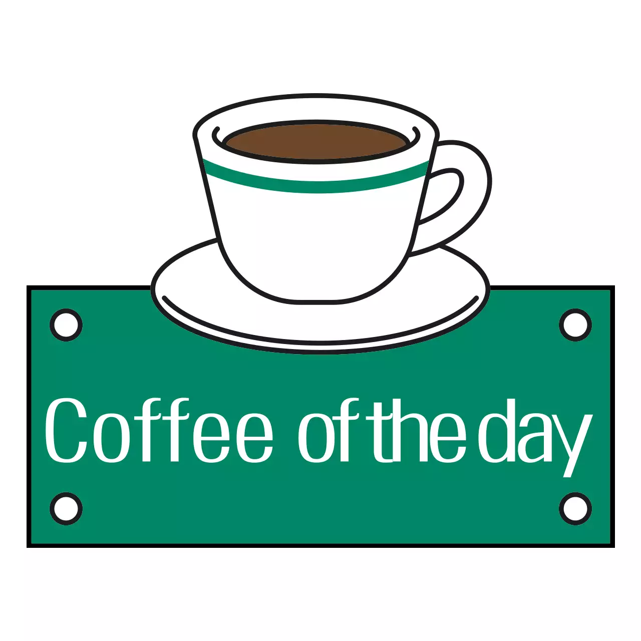 Mempromosikan kafe sederhana dengan secangkir kopi di atas papan nama