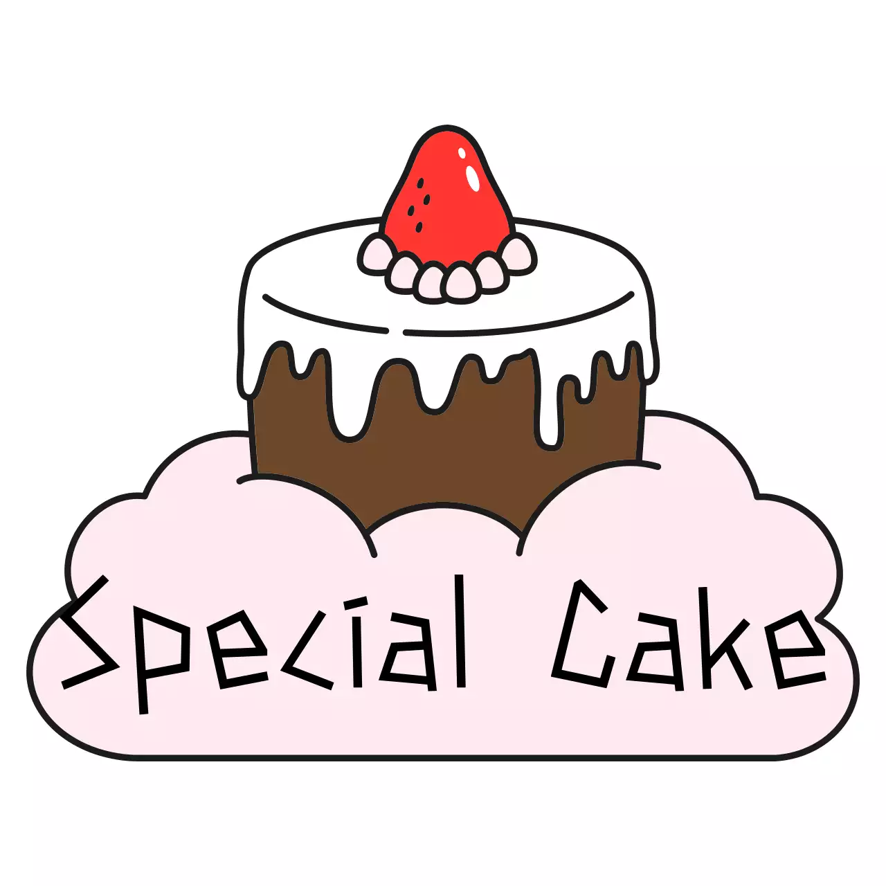 Stiker Makanan Penutup Lucu Berwarna Merah Muda