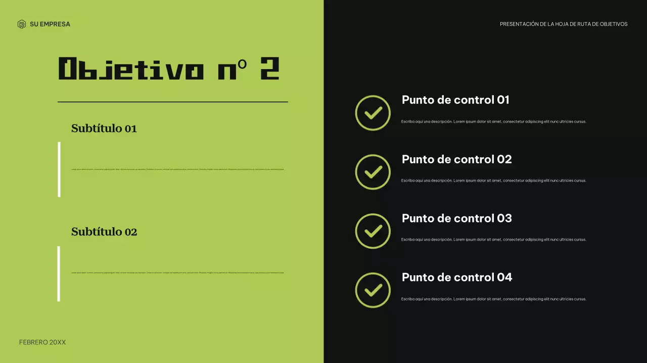 negro verde planificador de objetivos moderno
