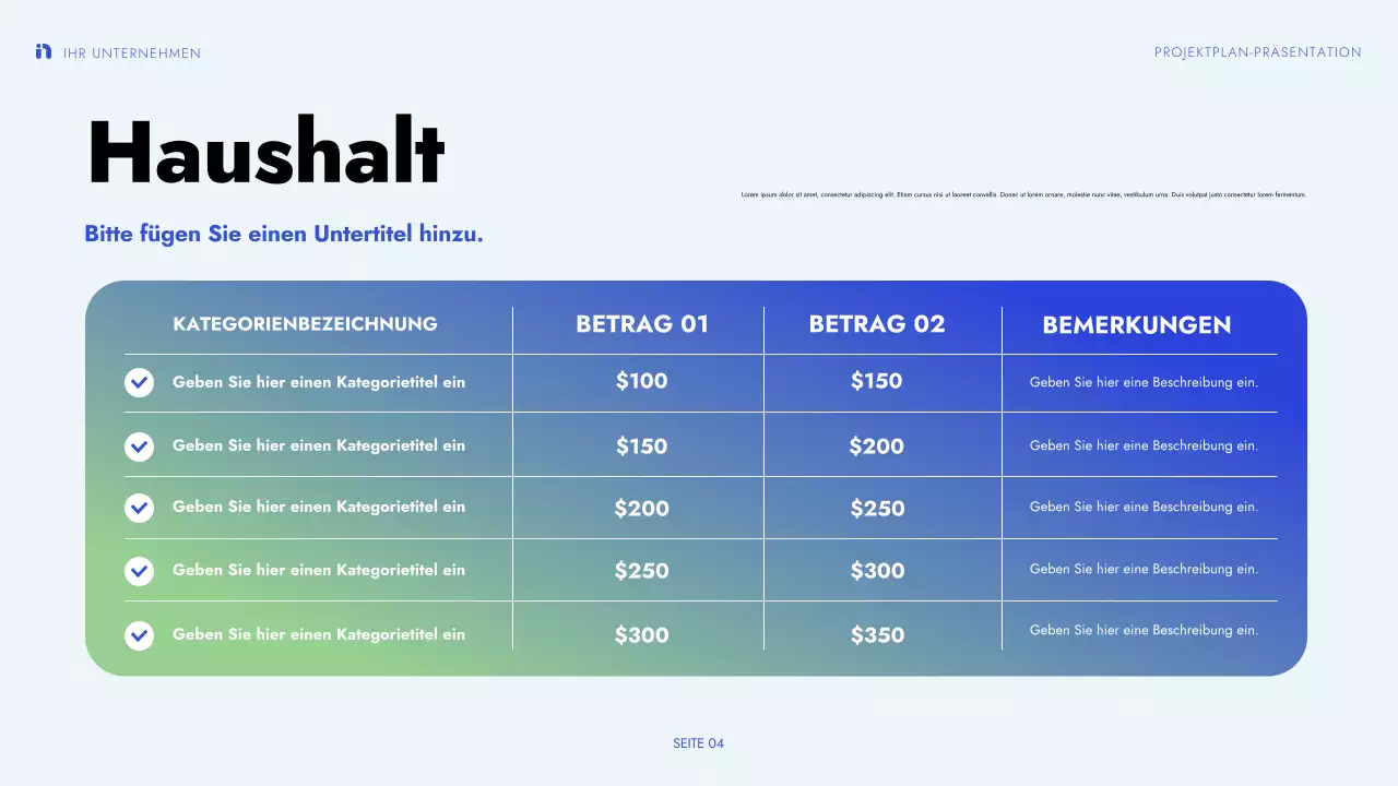 grün blau moderne Projektpräsentation