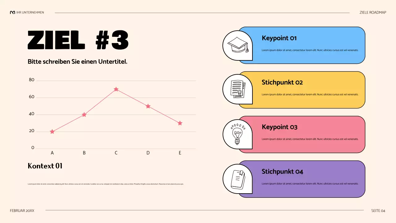 schwarze niedliche verspielte Roadmap-Präsentation