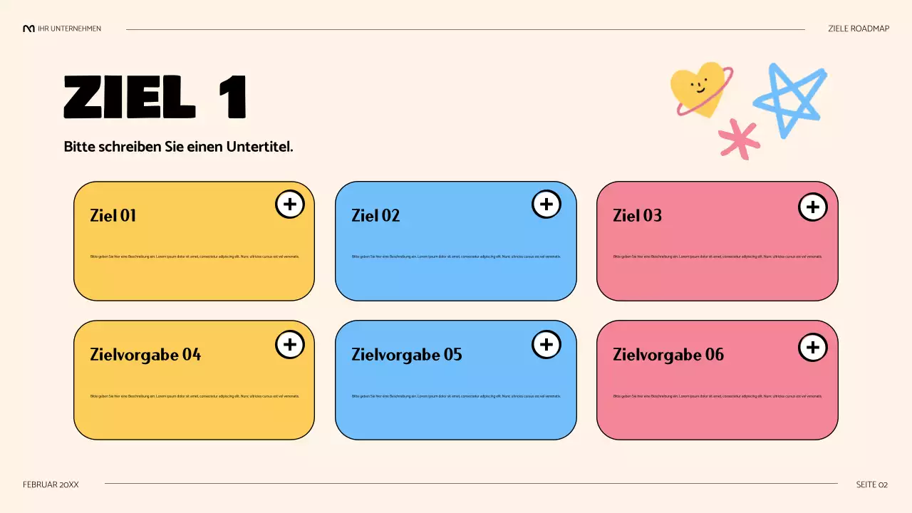 schwarze niedliche verspielte Roadmap-Präsentation