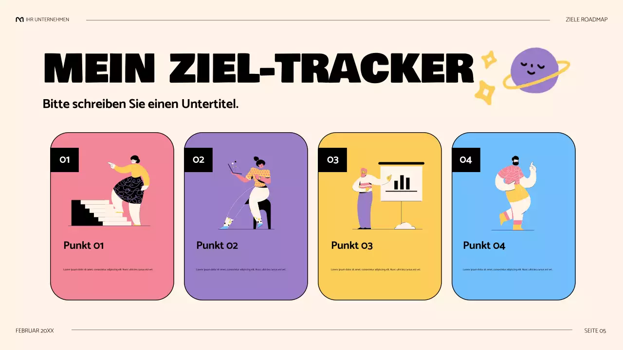 schwarze niedliche verspielte Roadmap-Präsentation