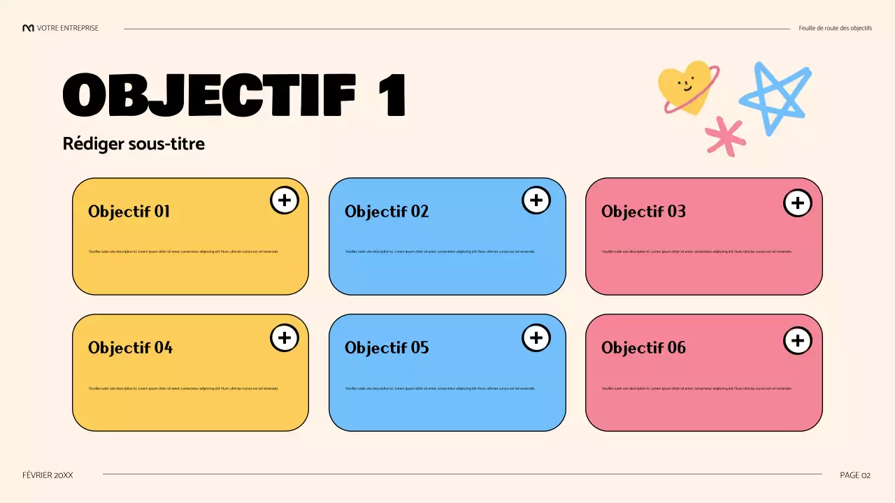 présentation de la feuille de route noire, mignonne et ludique