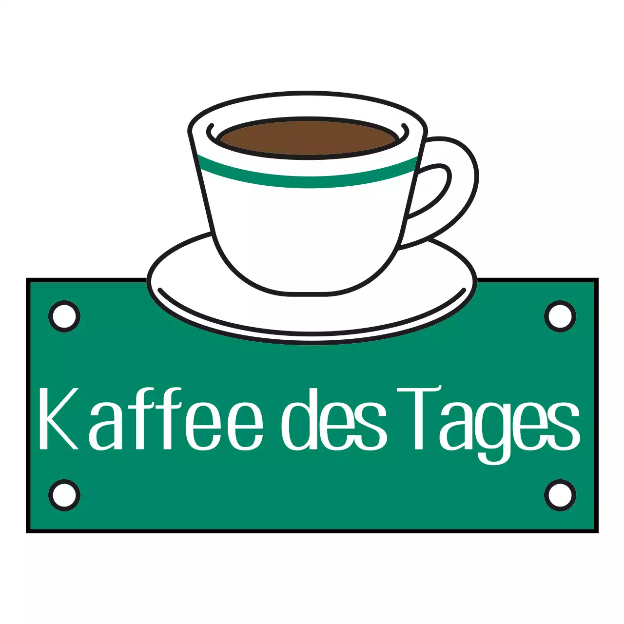 Werbung für ein einfaches Café mit einer Kaffeetasse auf einem Schild