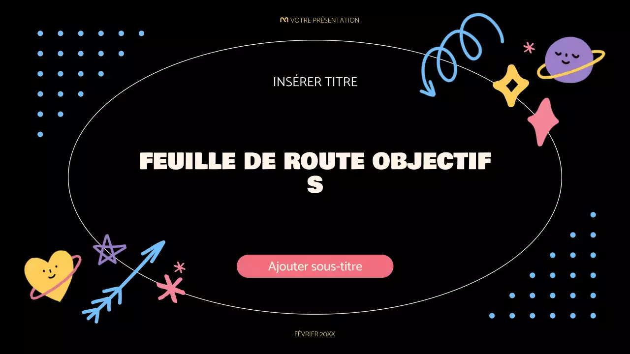 présentation de la feuille de route noire, mignonne et ludique