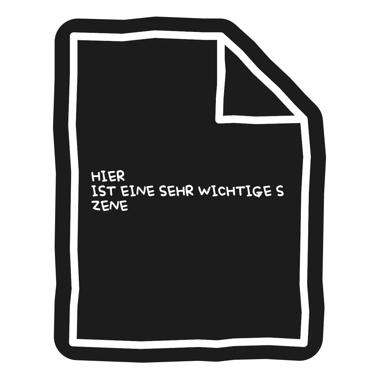 Eine einfache Notiz mit einem Stück Papier, das mit klobigen Linien gezeichnet ist