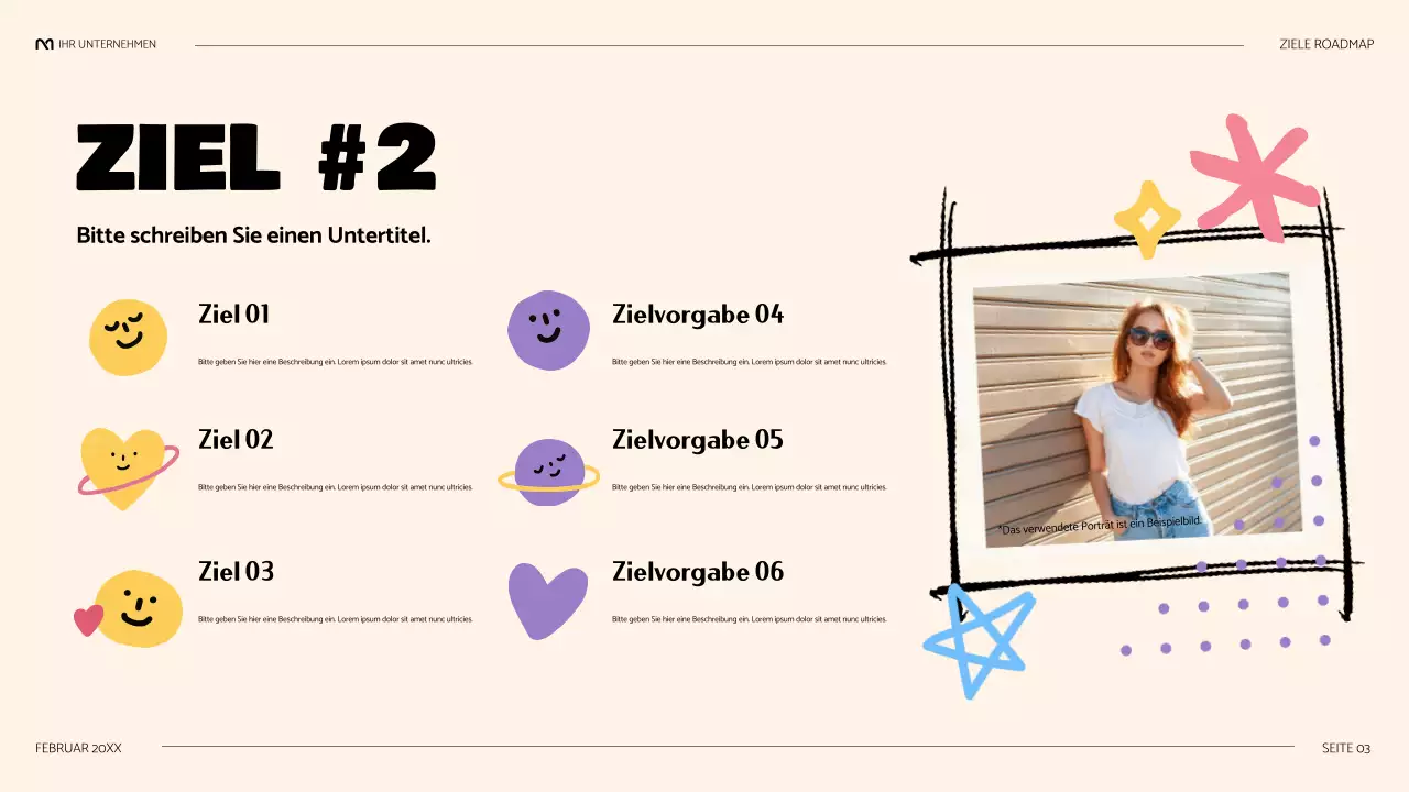 schwarze niedliche verspielte Roadmap-Präsentation