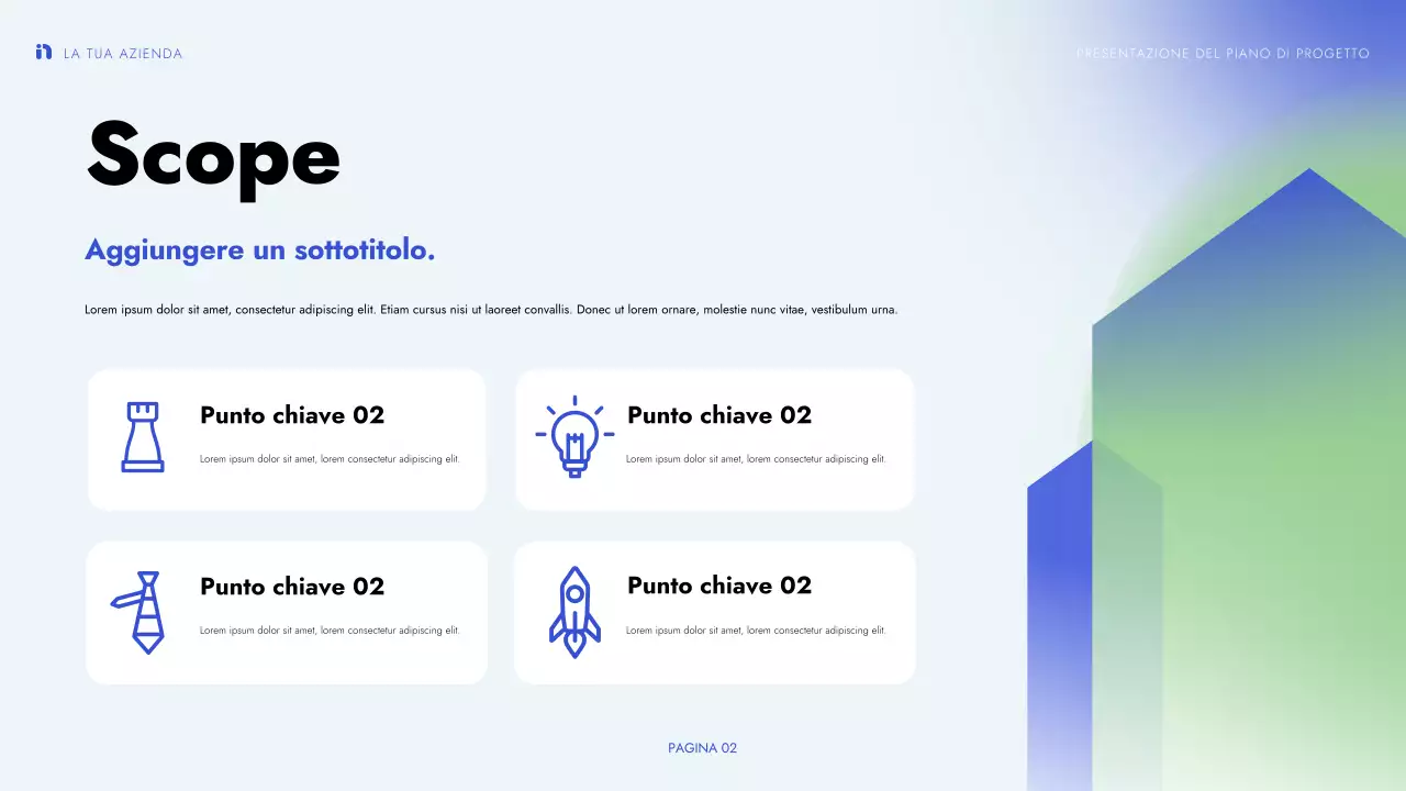 presentazione di un progetto moderno verde blu