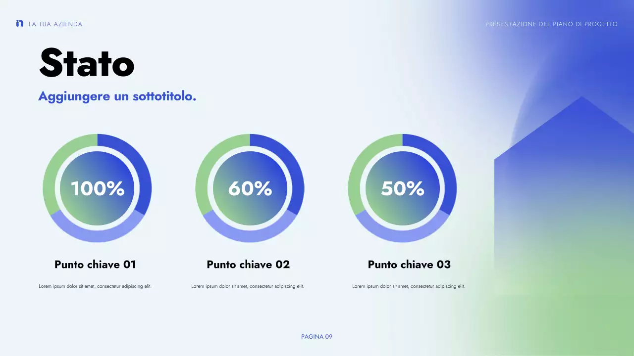 presentazione di un progetto moderno verde blu