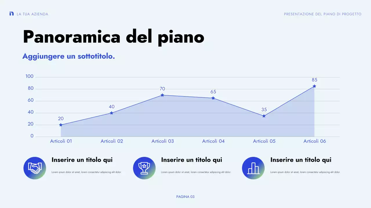 presentazione di un progetto moderno verde blu