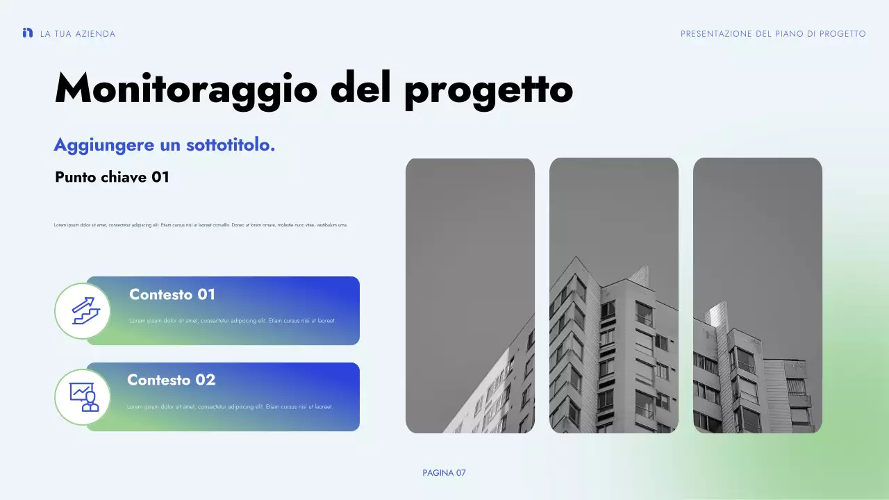 presentazione di un progetto moderno verde blu