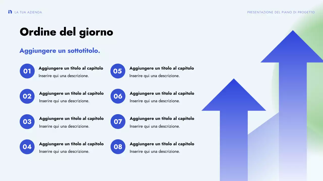 presentazione di un progetto moderno verde blu