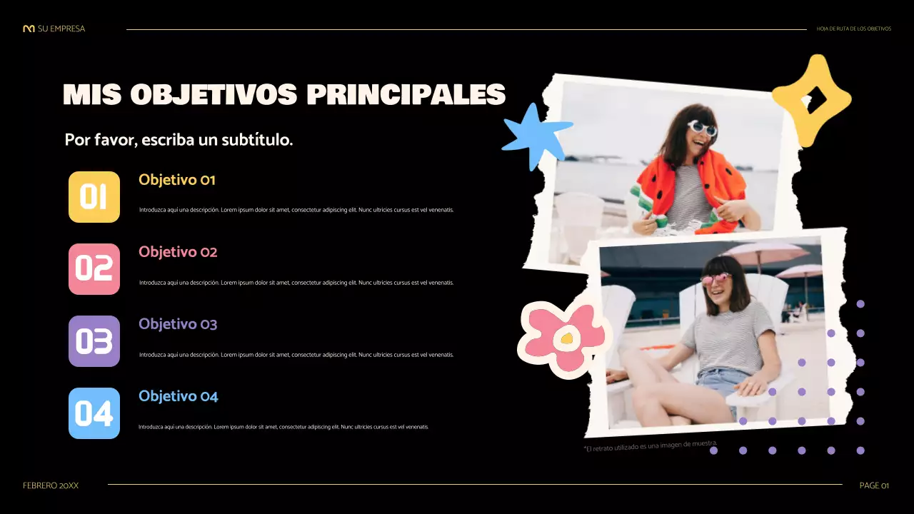 black cute presentación lúdica de la hoja de ruta