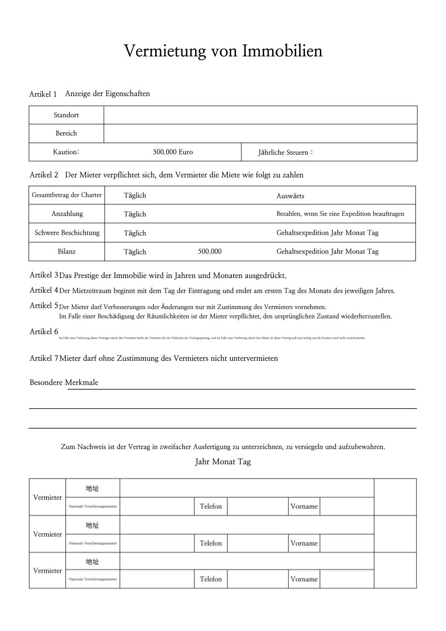 Grundlegende Dokumentation von Immobilienverträgen