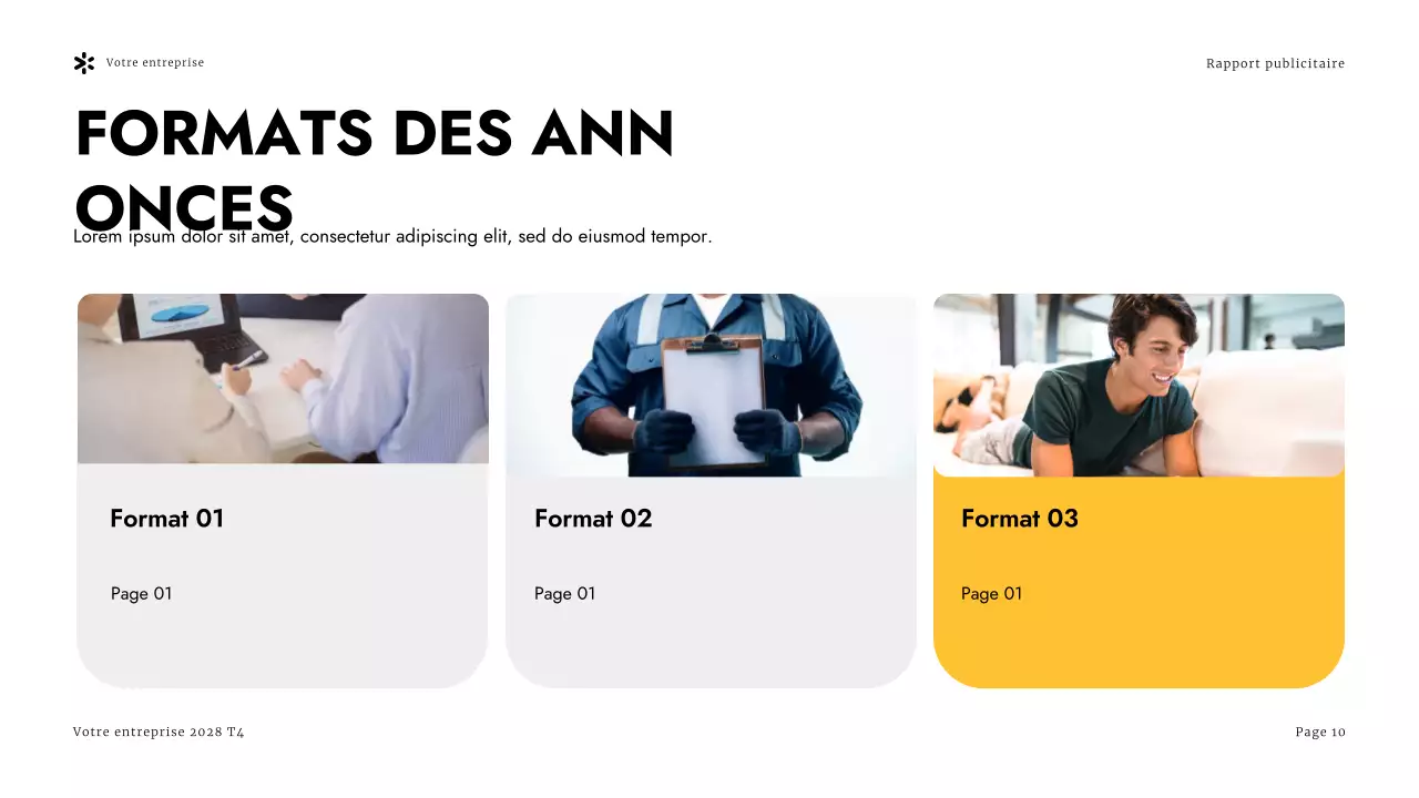 Présentation du rapport sur la publicité moderne jaune