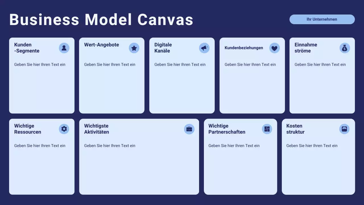 Navy Modern Business Model Canvas