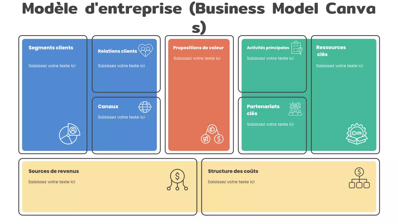 Modèle d'entreprise moderne segmenté et coloré