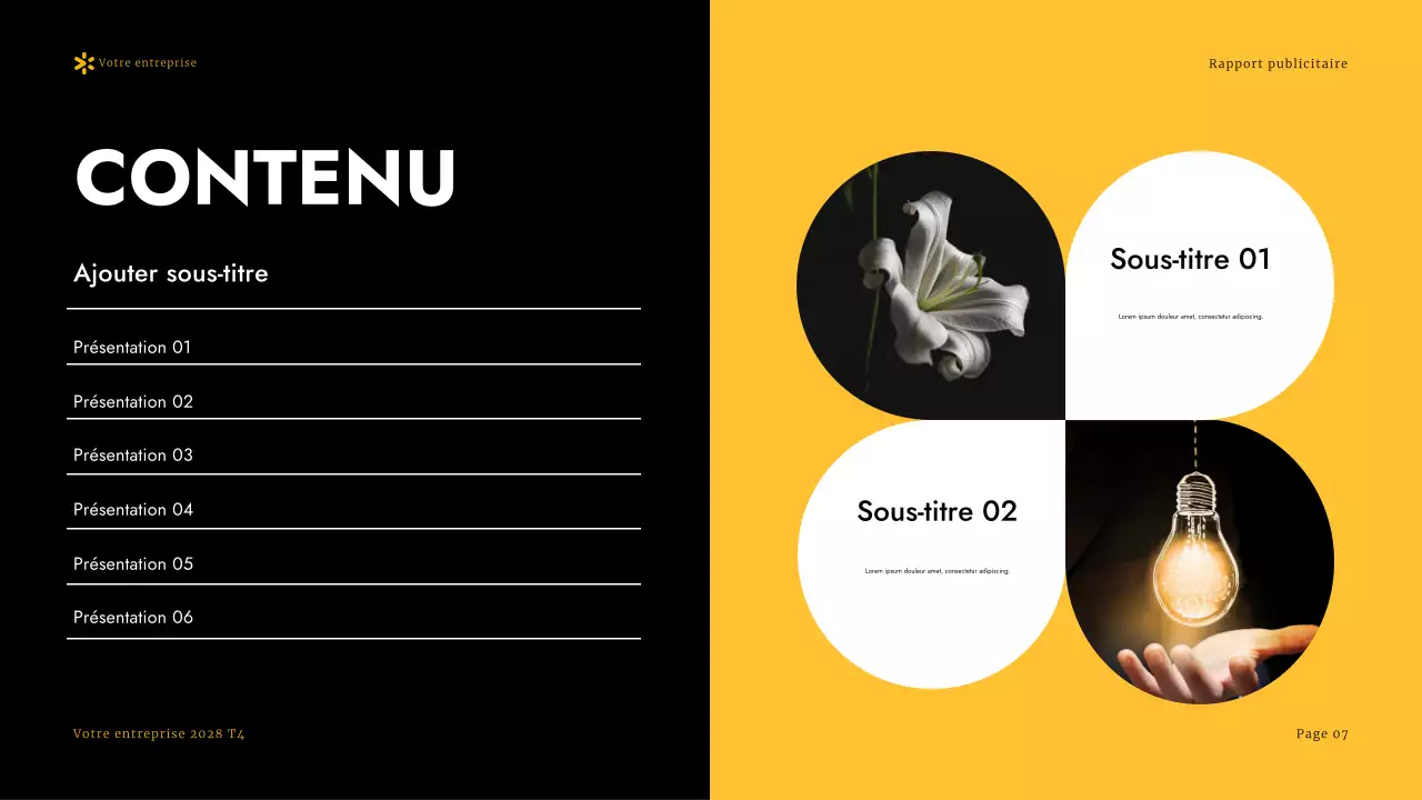 Présentation du rapport sur la publicité moderne jaune