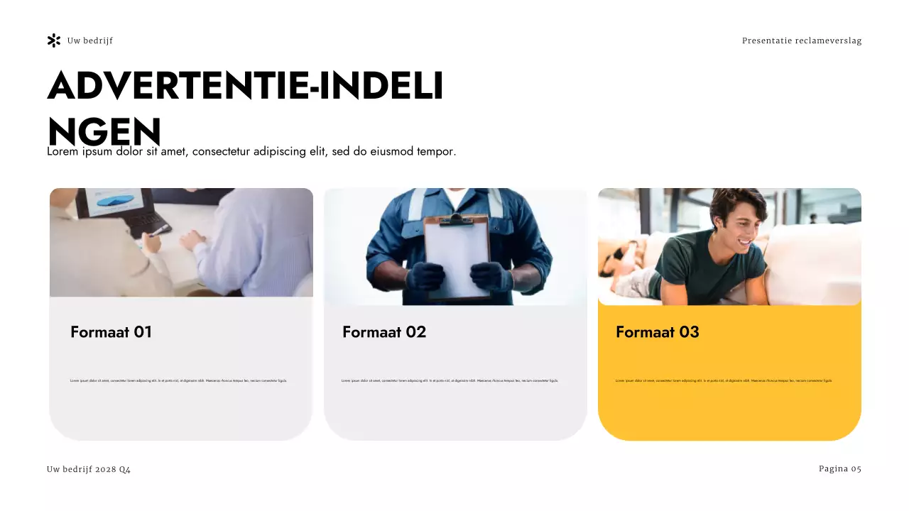 Yellow Modern Advertising Verslag Presentatie