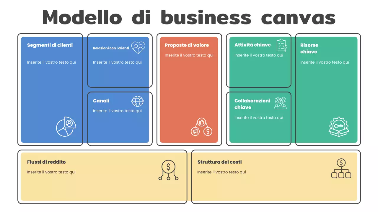 Modello di modello aziendale moderno segmentato e colorato