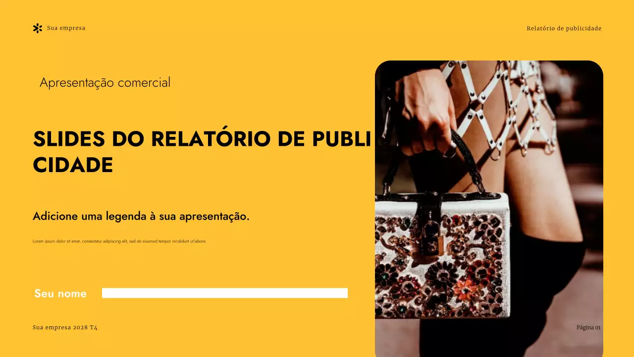Apresentação do relatório de publicidade da Yellow Modern